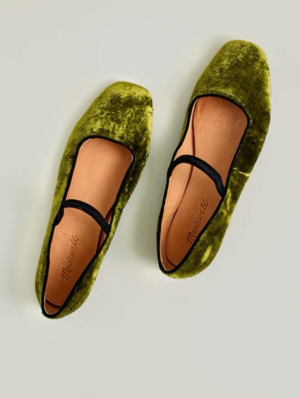 Madewell Greta Ballet Flat In Rich Green Velvet. NWT 💚